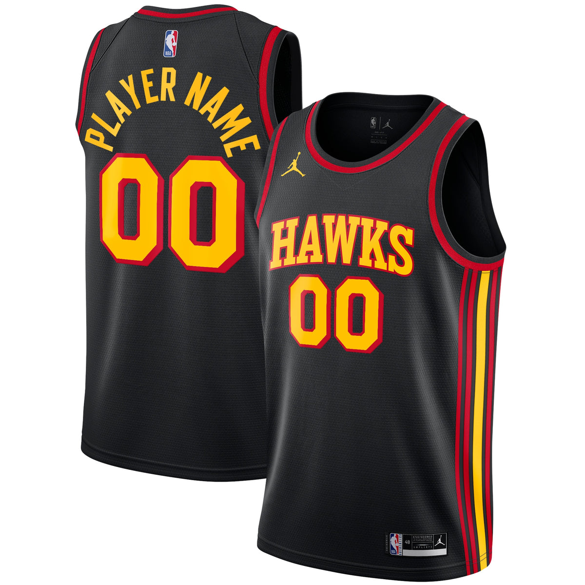 Atlanta Hawks, NBA Jerseys Jordans Brand Swingman Custom Jersey - Statement Edition - Black