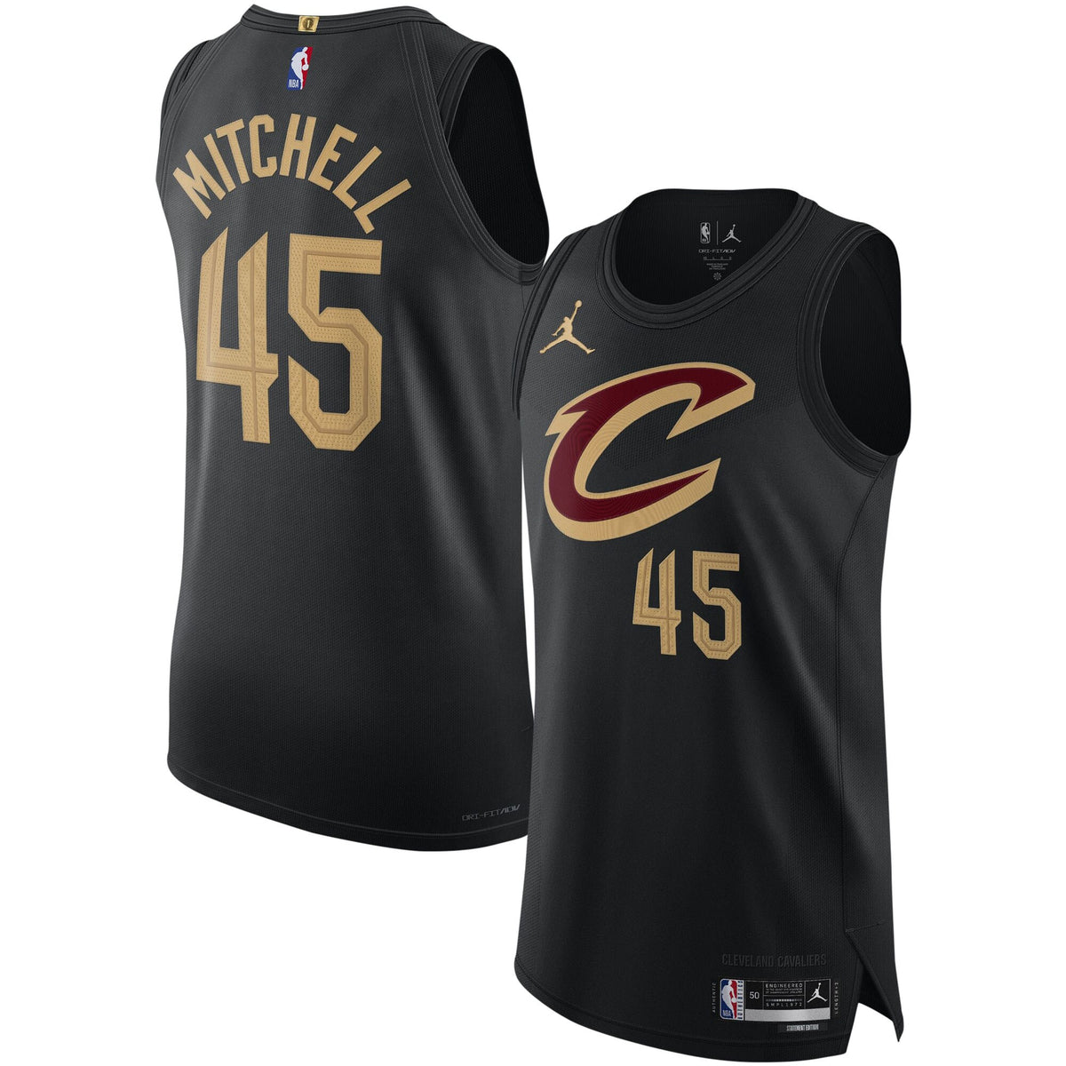 Donovan Mitchell Cleveland Cavaliers Jordans Brand Authentic Player Jersey - Statement Edition - Black