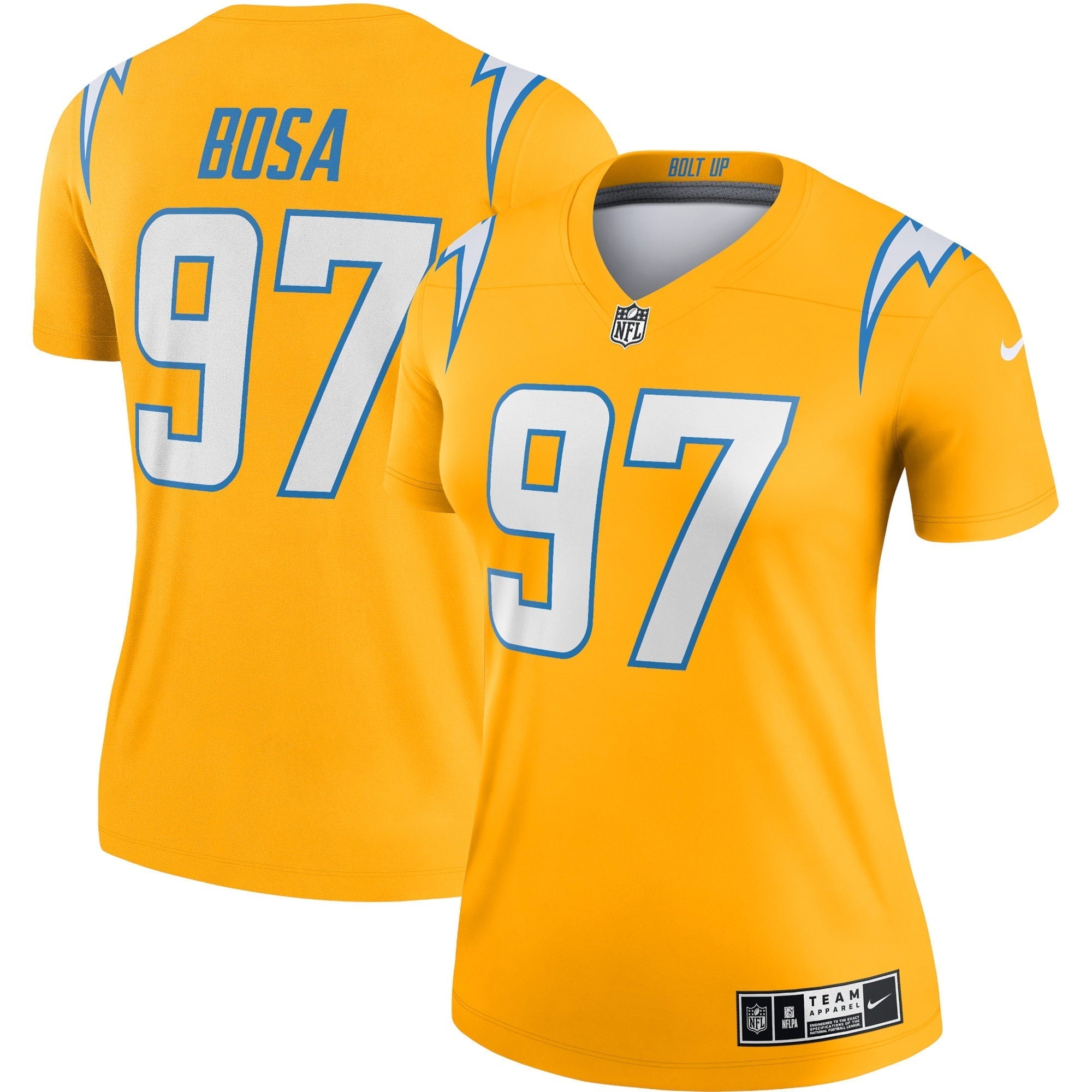 Women s Nike Joey Bosa Gold Los Angeles Chargers Inverted Legend Jersey
