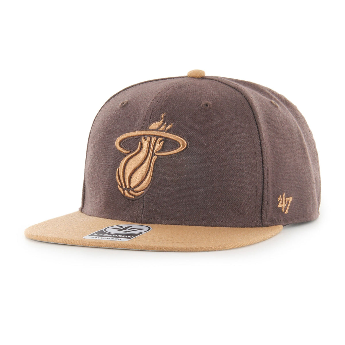 Miami Heat '47 No Shot Two-Tone Captain Snapback Hat - Brown