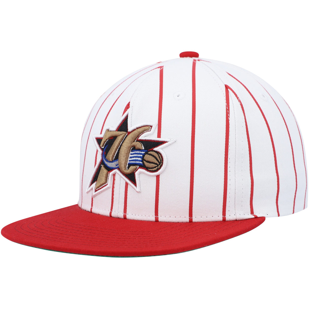 Philadelphia 76ers Mitchell & Ness Hardwood Classics Pinstripe Snapback Hat - White