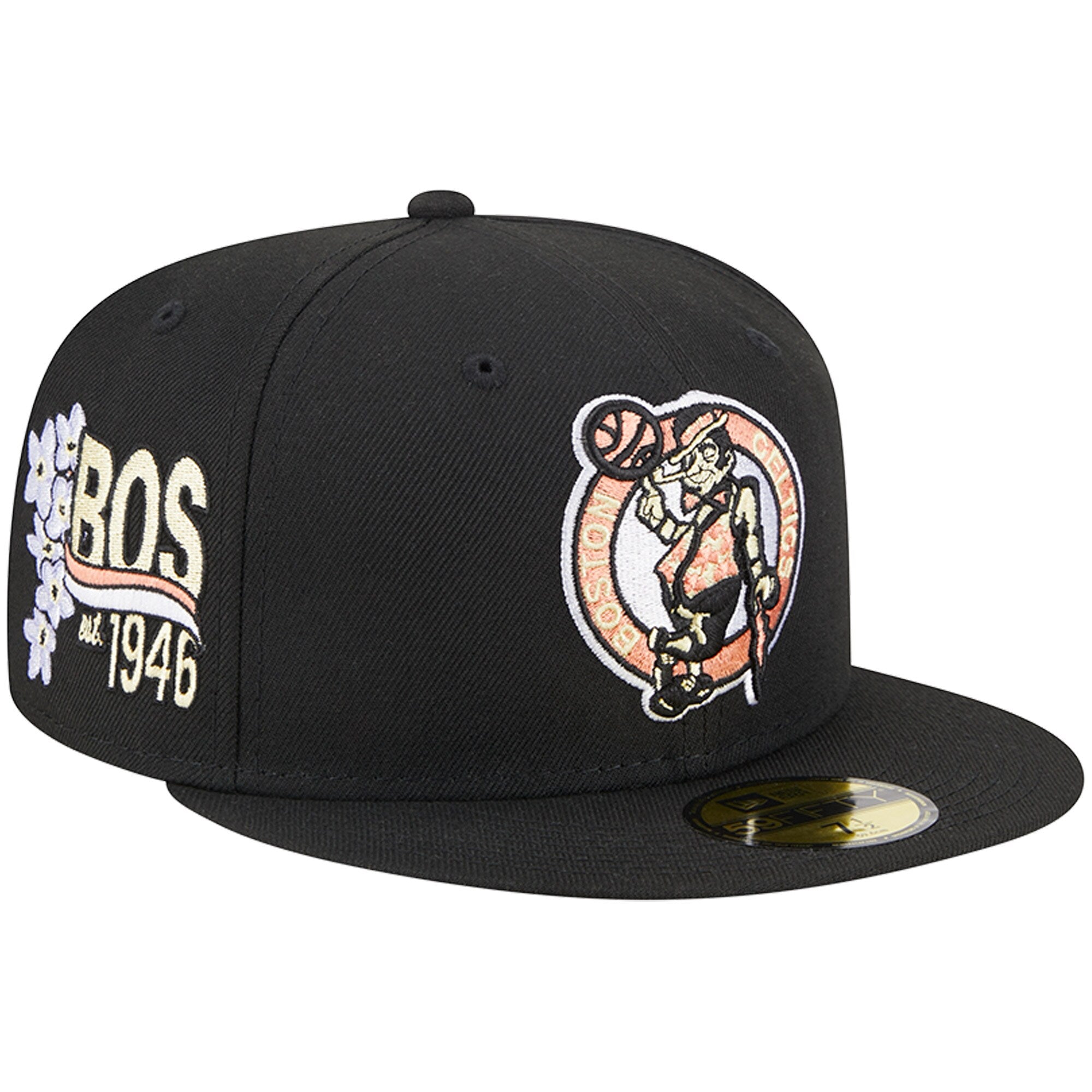 Boston Celtics New Era Floral Side 59FIFTY Fitted Hat - Black