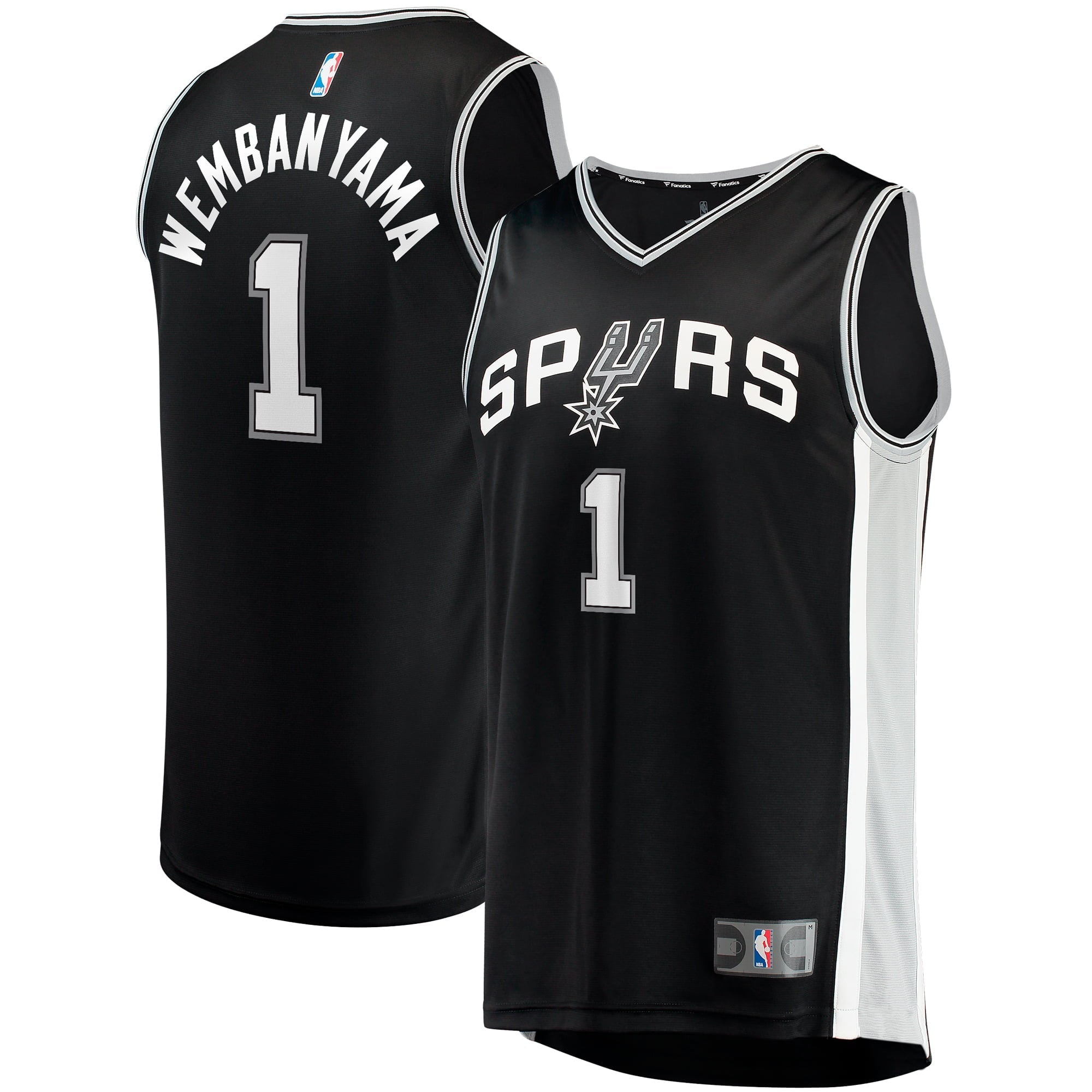 Men's Fanatics Branded Victor Wembanyama Black San Antonio Spurs 2023 NBA Draft First Round Pick Fast Break Replica