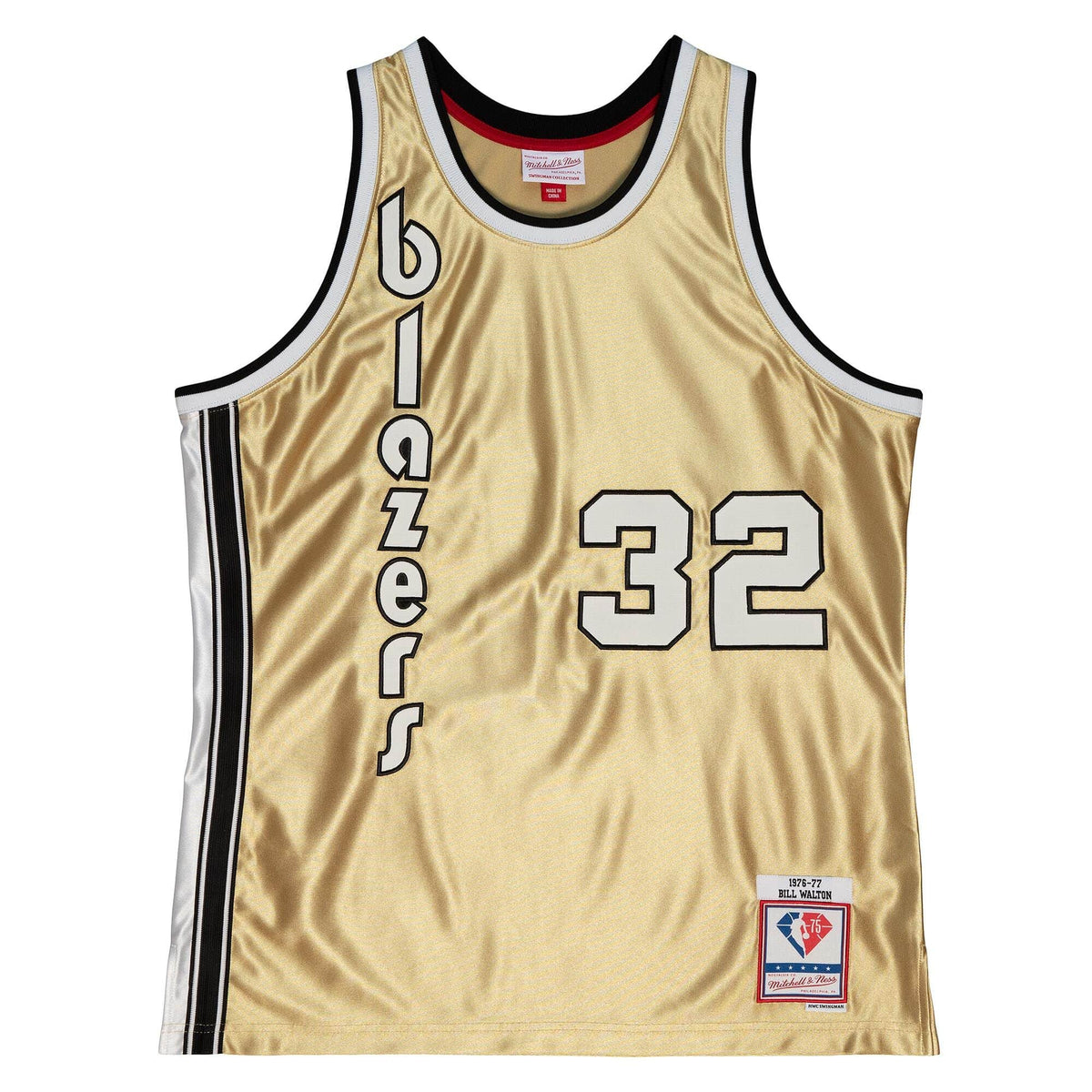 75th Anniversary Gold Swingman Bill Walton Portland Trail Blazers 1976-77 Jersey