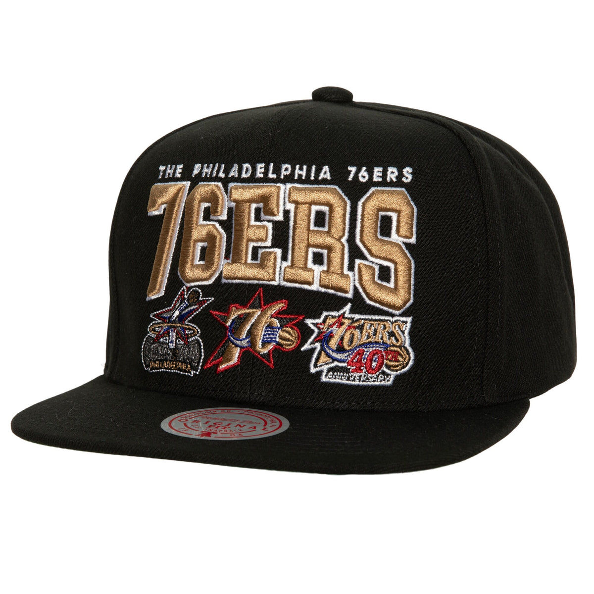 Philadelphia 76ers Mitchell & Ness Champ Stack Snapback Hat - Black