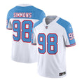 Men s Tennessee Titans Jeffery Simmons White Blue 2023 F.U.S.E. Vapor Limited Throwback Stitched Jersey