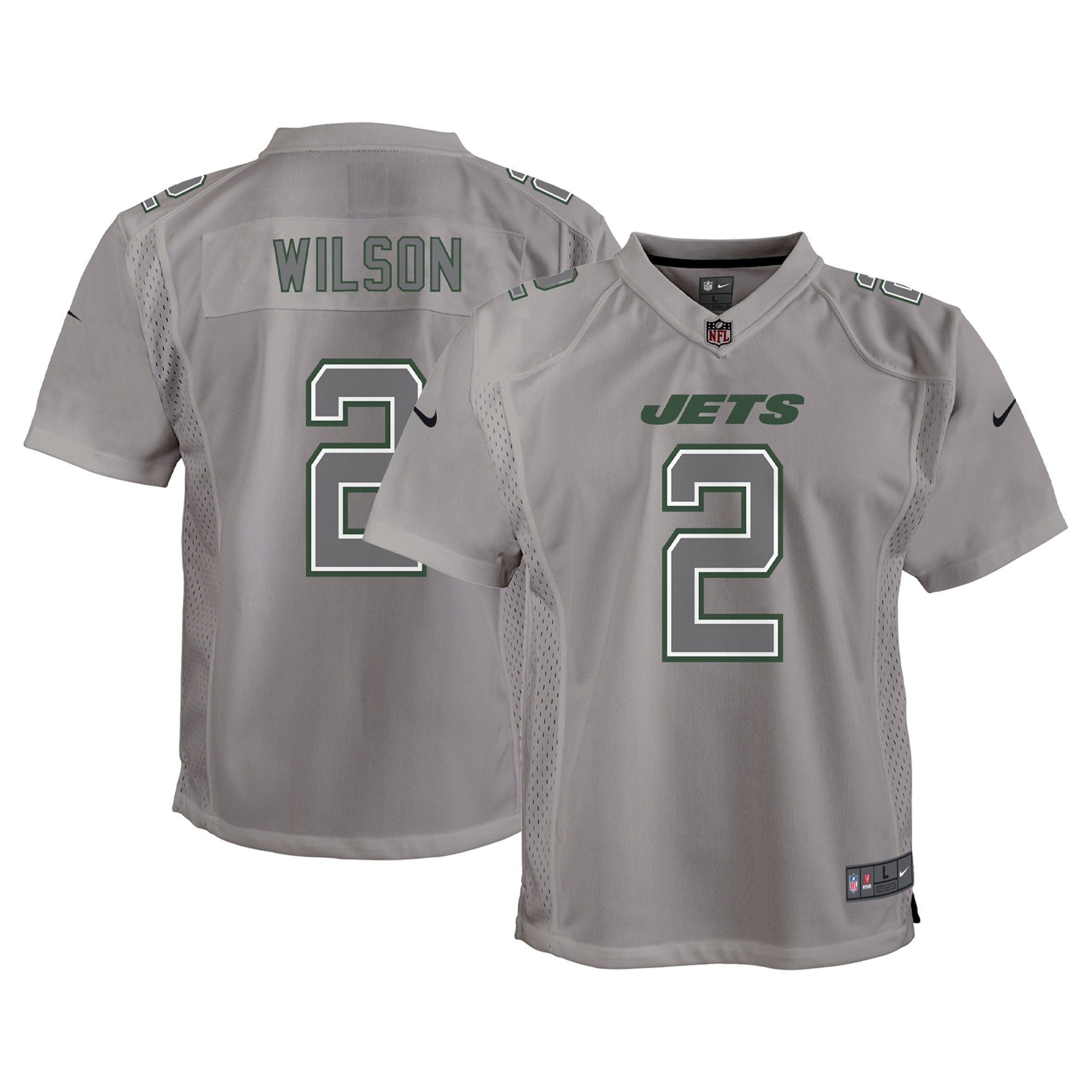 Zach Wilson New York Jets Nike Youth Atmosphere Game Jersey   Gray