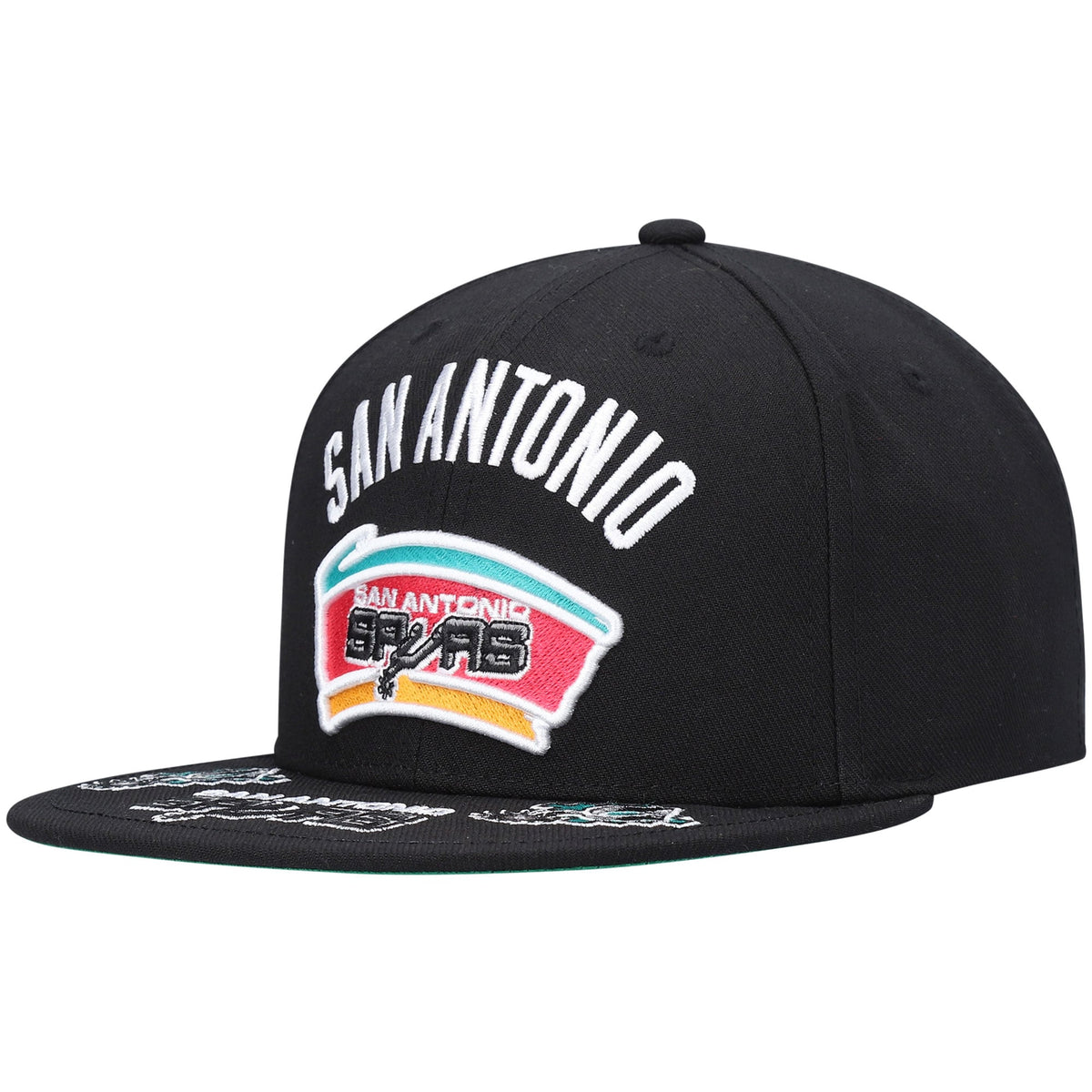 San Antonio Spurs Mitchell & Ness Hardwood Classics Front Loaded Snapback Hat - Black
