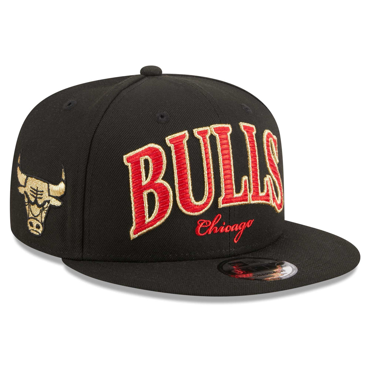 Chicago Bulls New Era Golden Tall Text 9FIFTY Snapback Hat - Black
