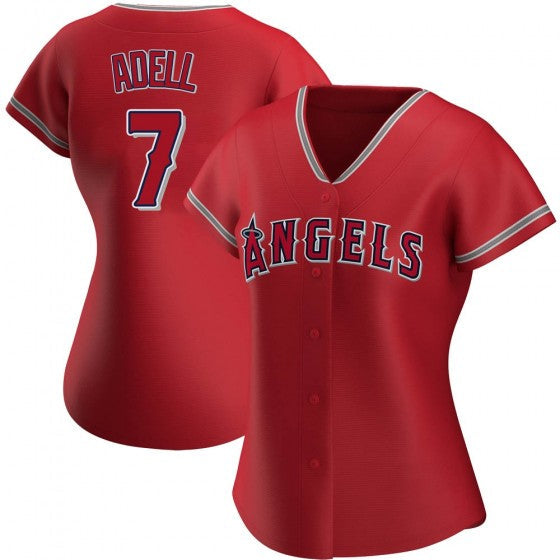 Womens Los Angeles Angels Jo Adell Cool Base Replica Jersey Red