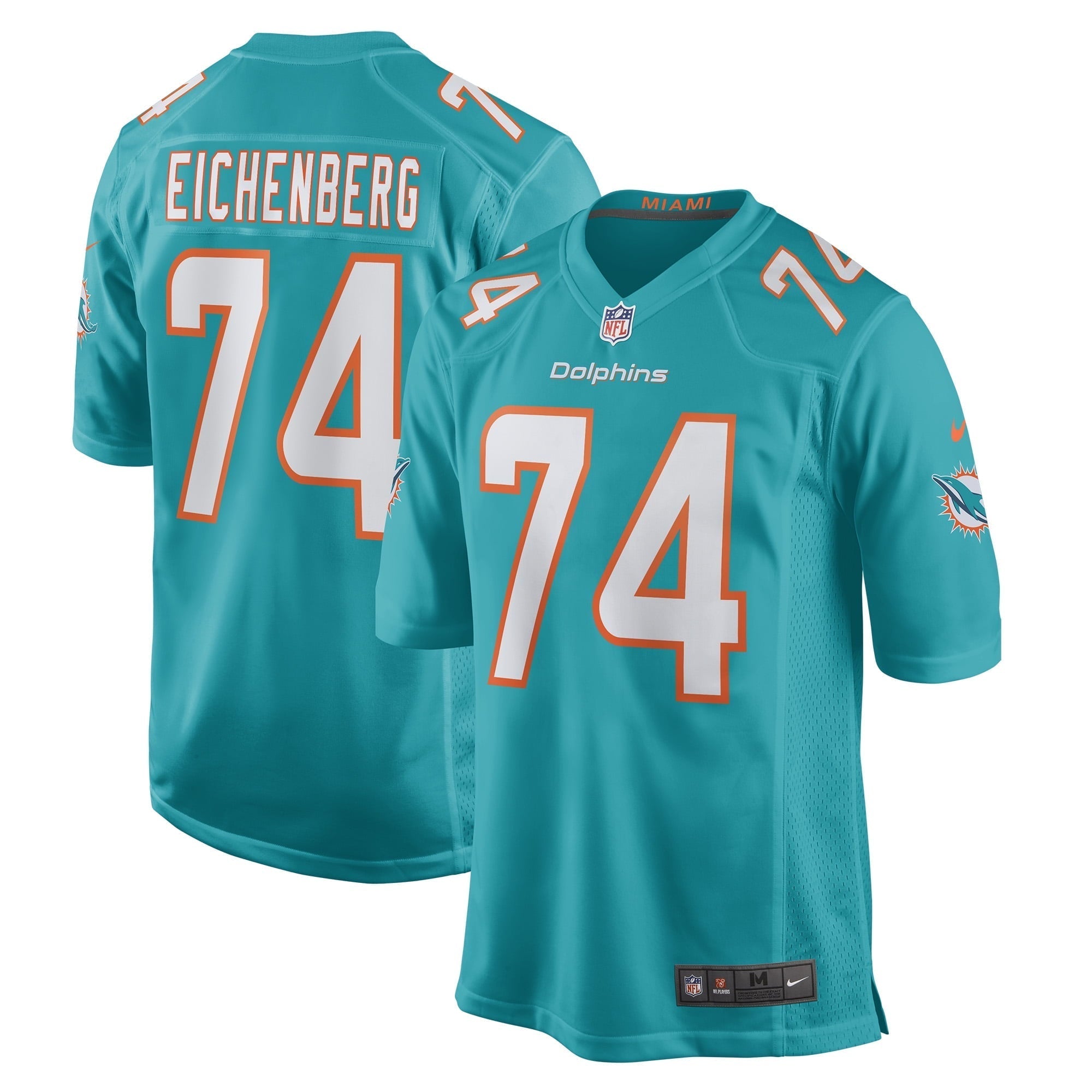 Men s Nike Liam Eichenberg Aqua Miami Dolphins Game Jersey