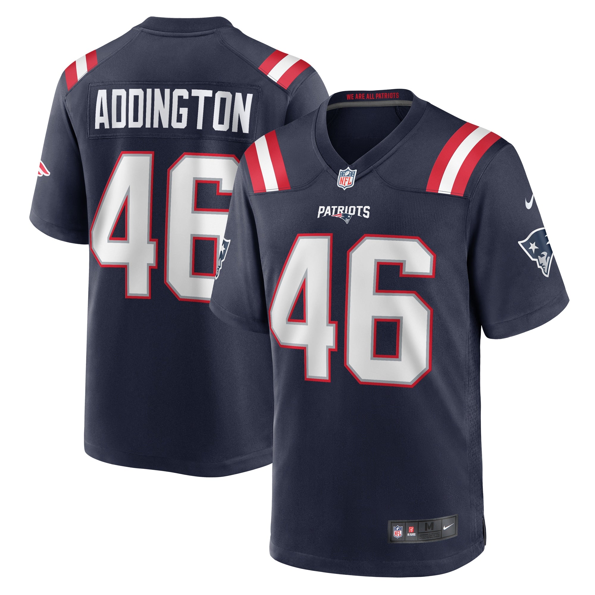Tucker Addington New England Patriots Nike Home Game Player Jersey   Navy