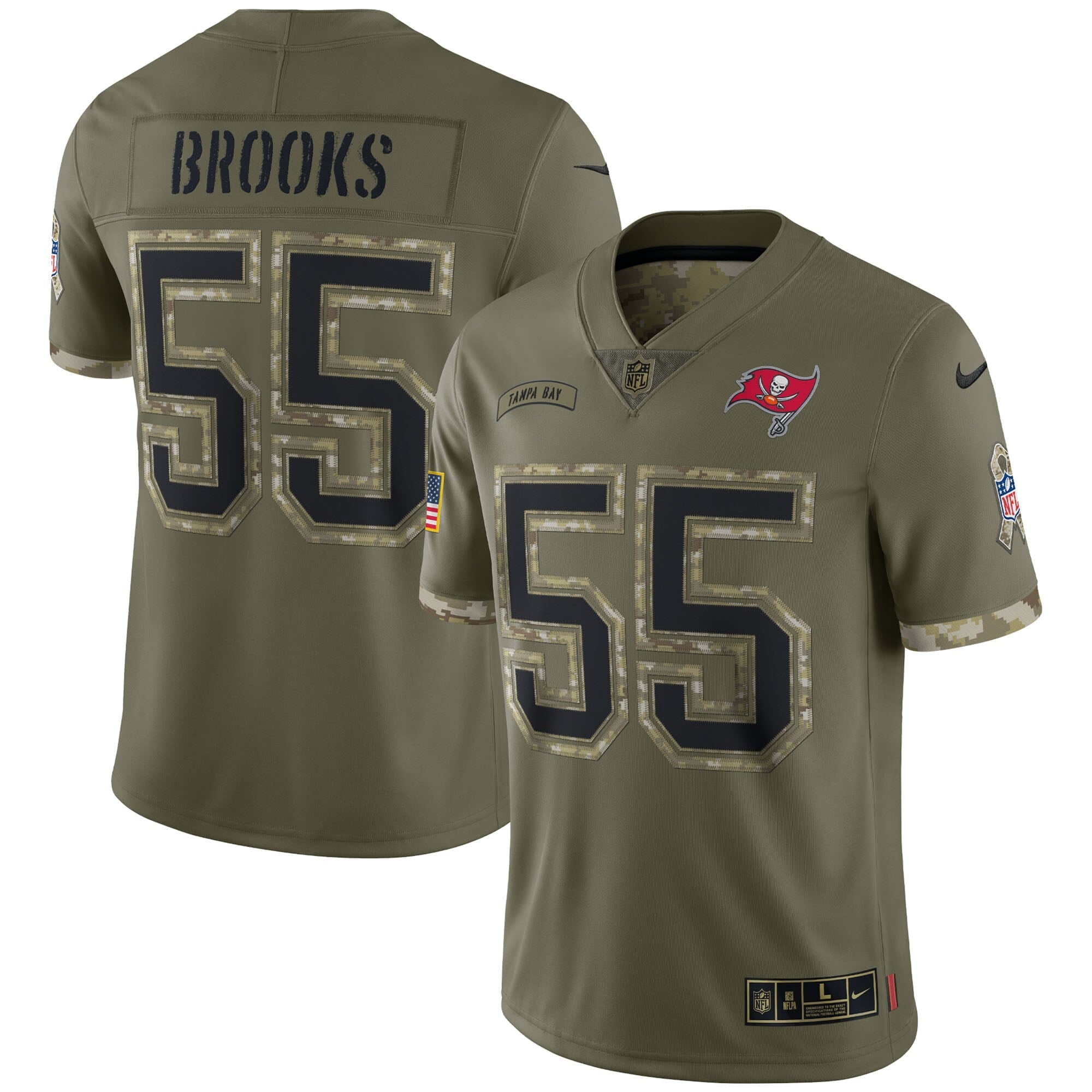 Men s Nike Derrick Brooks Olive Tampa Bay Buccaneers 2022 Salute To Service Retired Player Limited Jersey