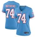 Bruce Matthews Tennessee Titans Nike Women s Oilers Throwback Retired Player Game Jersey   Light Blue
