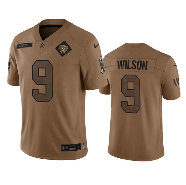Men s Las Vegas Raiders Tyree Wilson 2023 Brown Salute To Service Limited Stitched Jersey