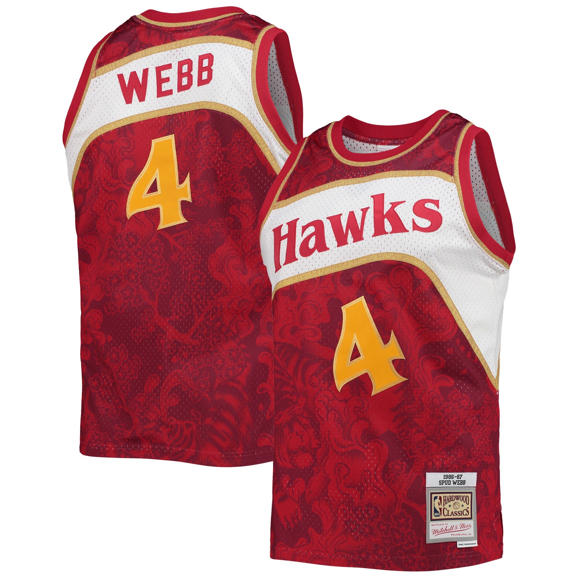 Spud Webb Atlanta Hawks, NBA Jerseys Mitchell & Ness Hardwood Classics 1986/87 Lunar New Year Swingman Jersey - Red