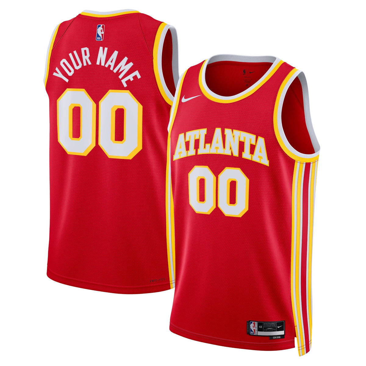 Atlanta Hawks, NBA Jerseys Nike Unisex Swingman Custom Jersey Red - Icon Edition