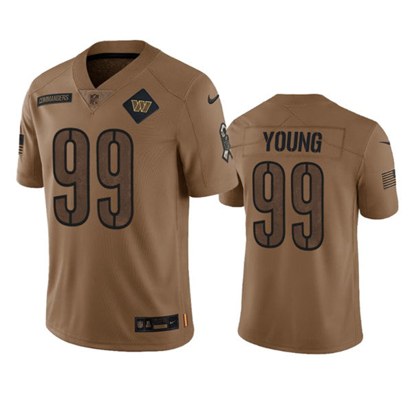 Men s Washington Commanders Chase Young 2023 Brown Salute To Service Limited Stitched Jersey