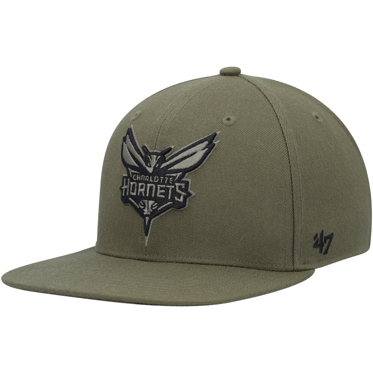 Charlotte Hornets '47 Ballpark Camo Captain Snapback Hat - Olive
