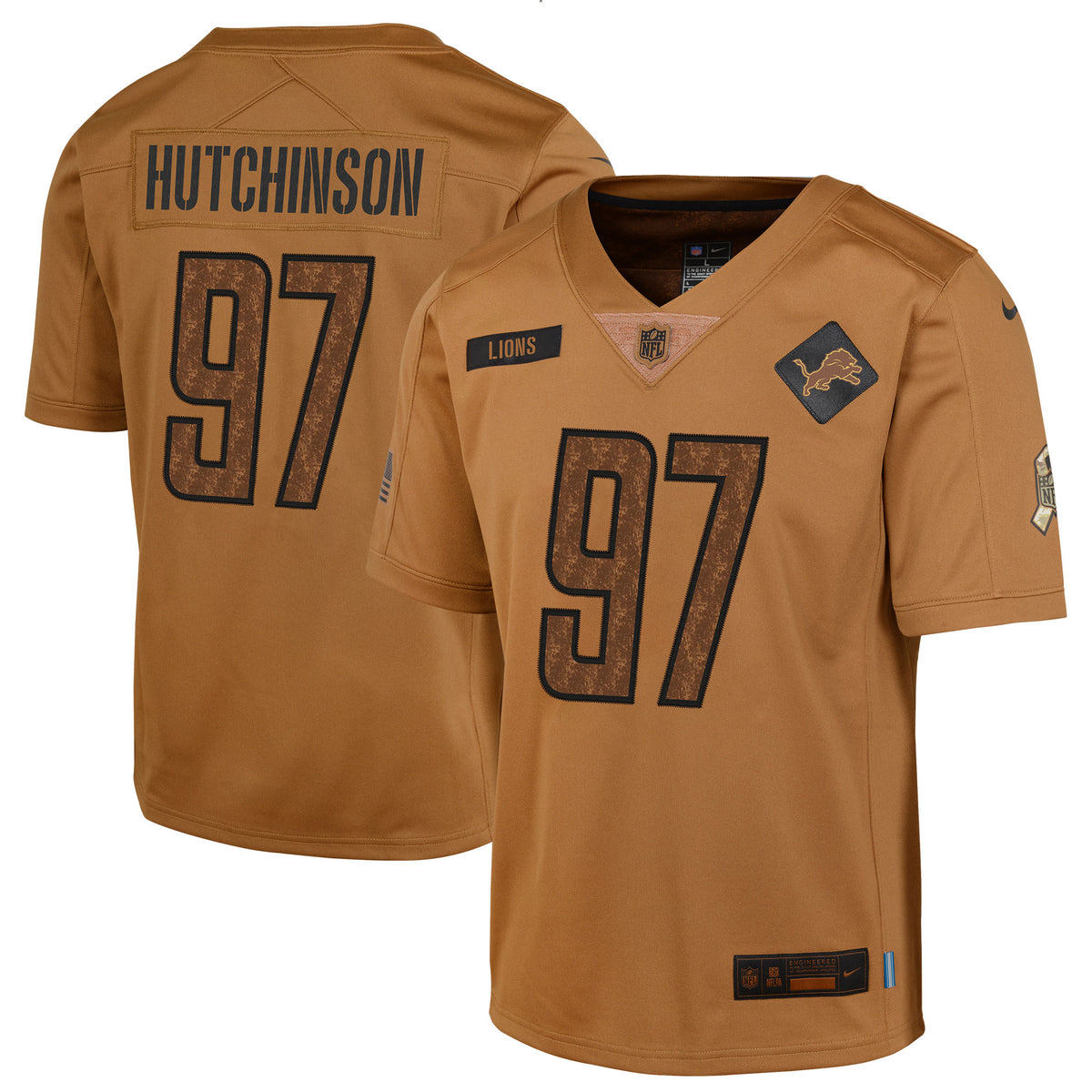Aidan Hutchinson Detroit Lions Nike Youth 2023 Salute To Service Limited Jersey   Brown