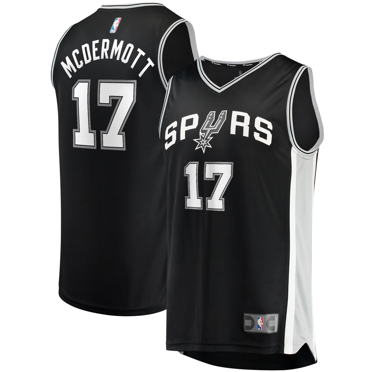 Men's Fanatics Branded Doug McDermott Black San Antonio Spurs 2021/22 Fast Break Replica Jersey - Icon Edition