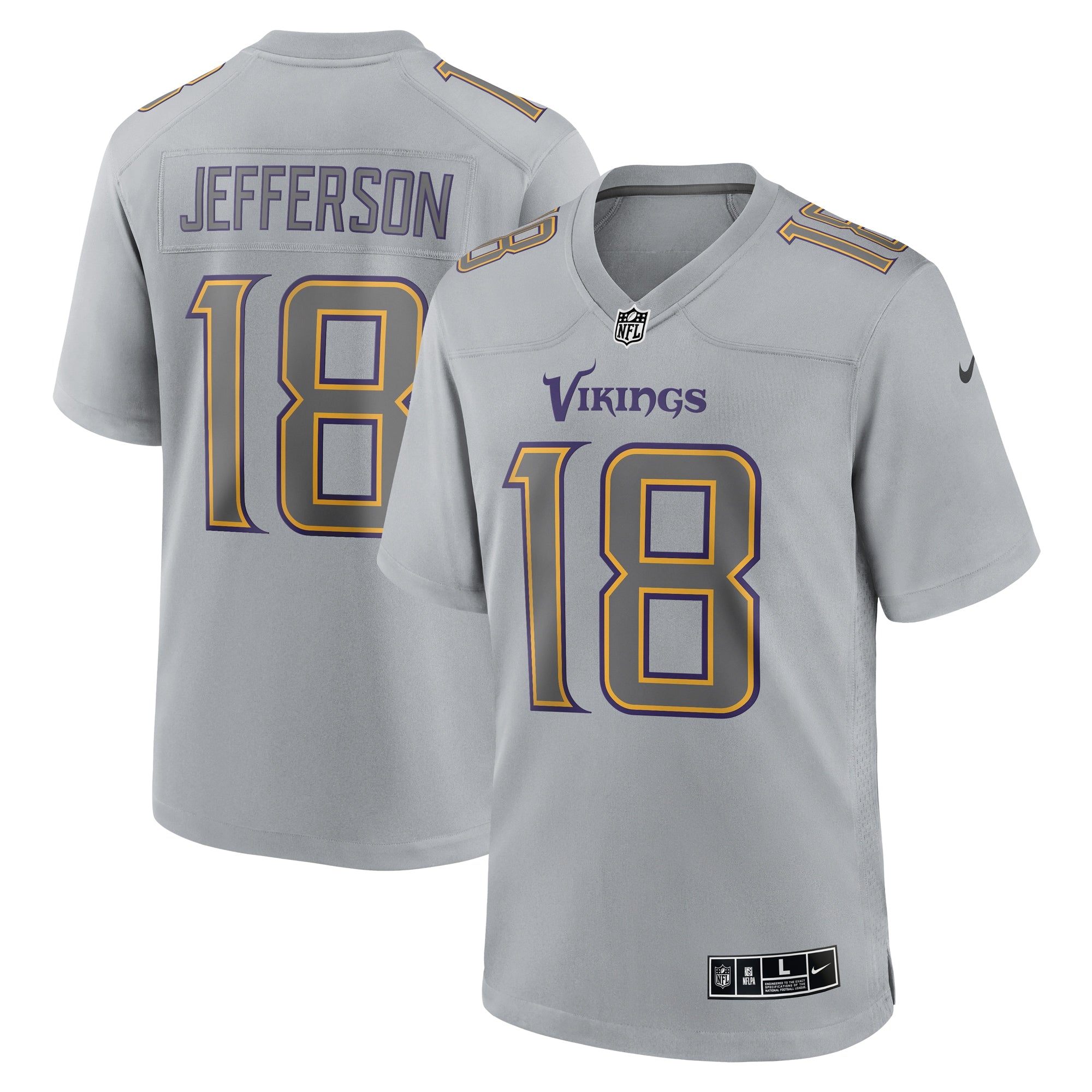 Justin Jefferson Minnesota Vikings Nike Atmosphere Fashion Game Jersey   Gray