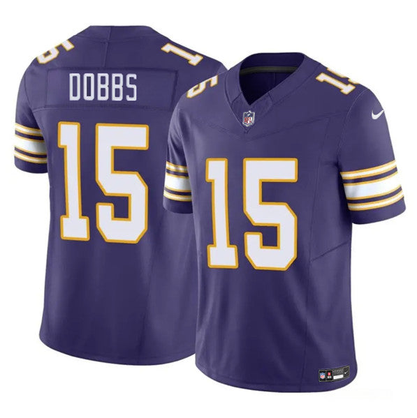 Men s Minnesota Vikings  Josh Dobbs Purple 2023 Throwback Limited Stitched Jerseys
