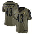 Troy Polamalu Pittsburgh Steelers Nike 2021 Salute To Service Retired Player Limited Jersey   Olive