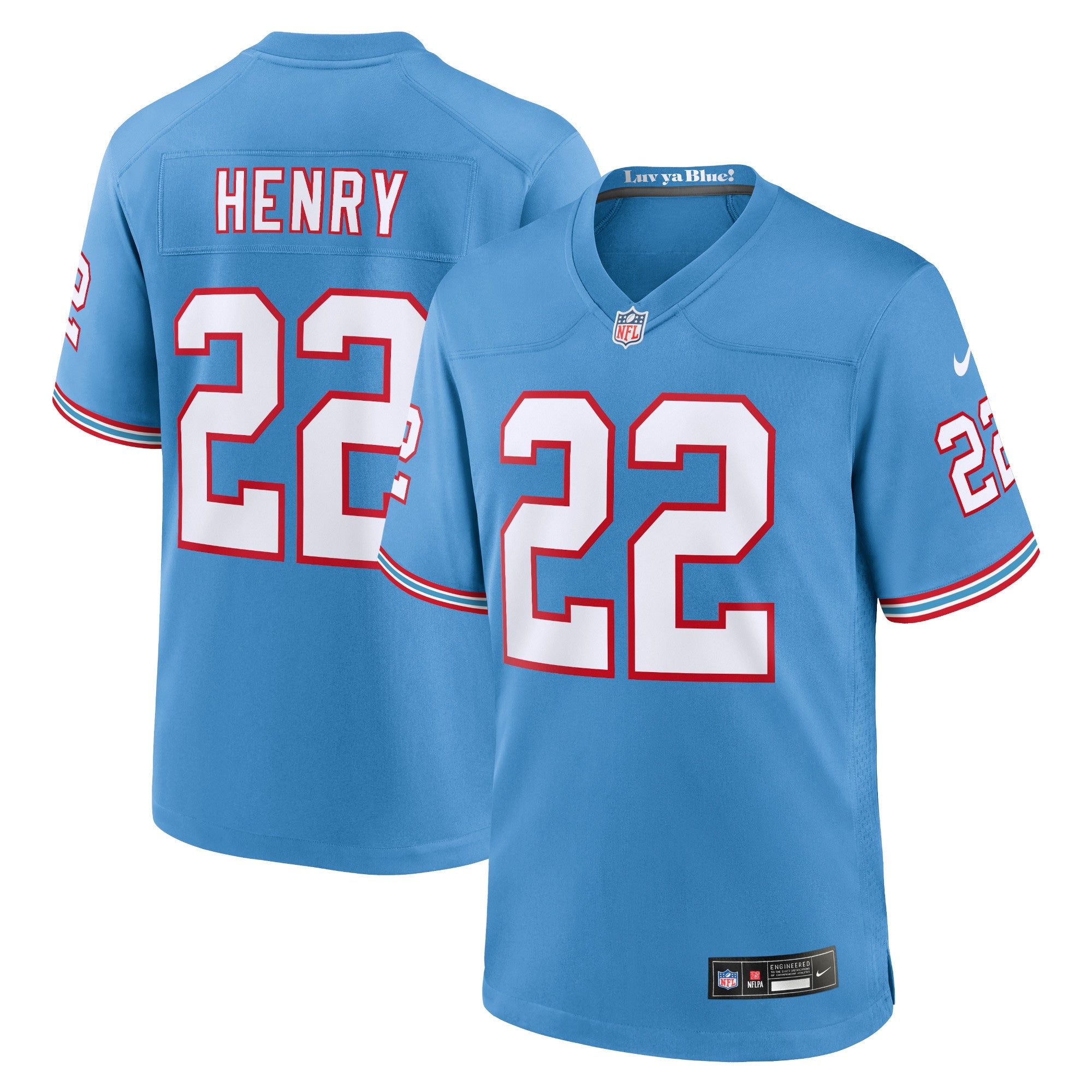 Derrick Henry Tennessee Titans Nike Oilers Throwback Alternate Game Player Jersey   Light Blue