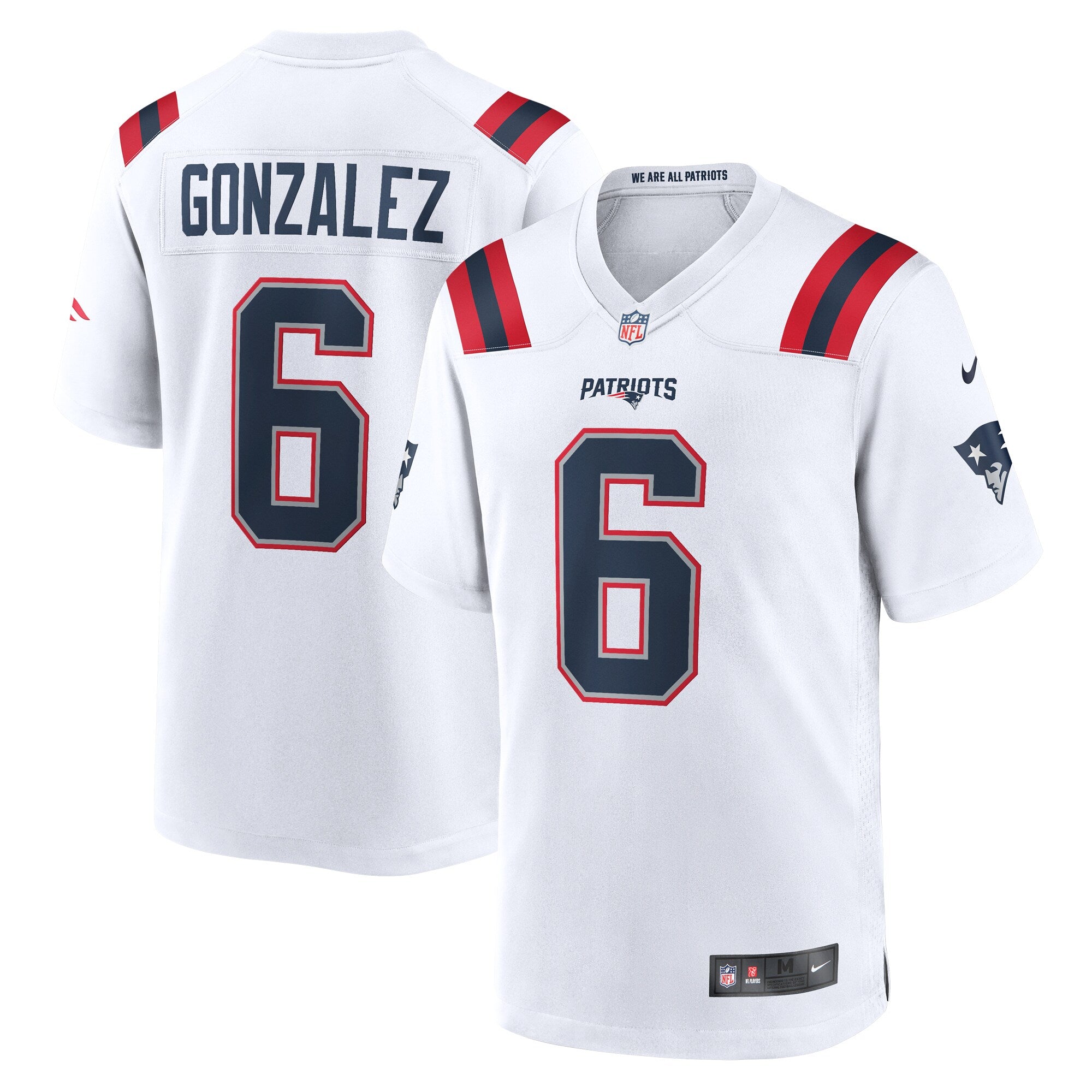 Christian Gonzalez New England Patriots Nike  Game Jersey    White