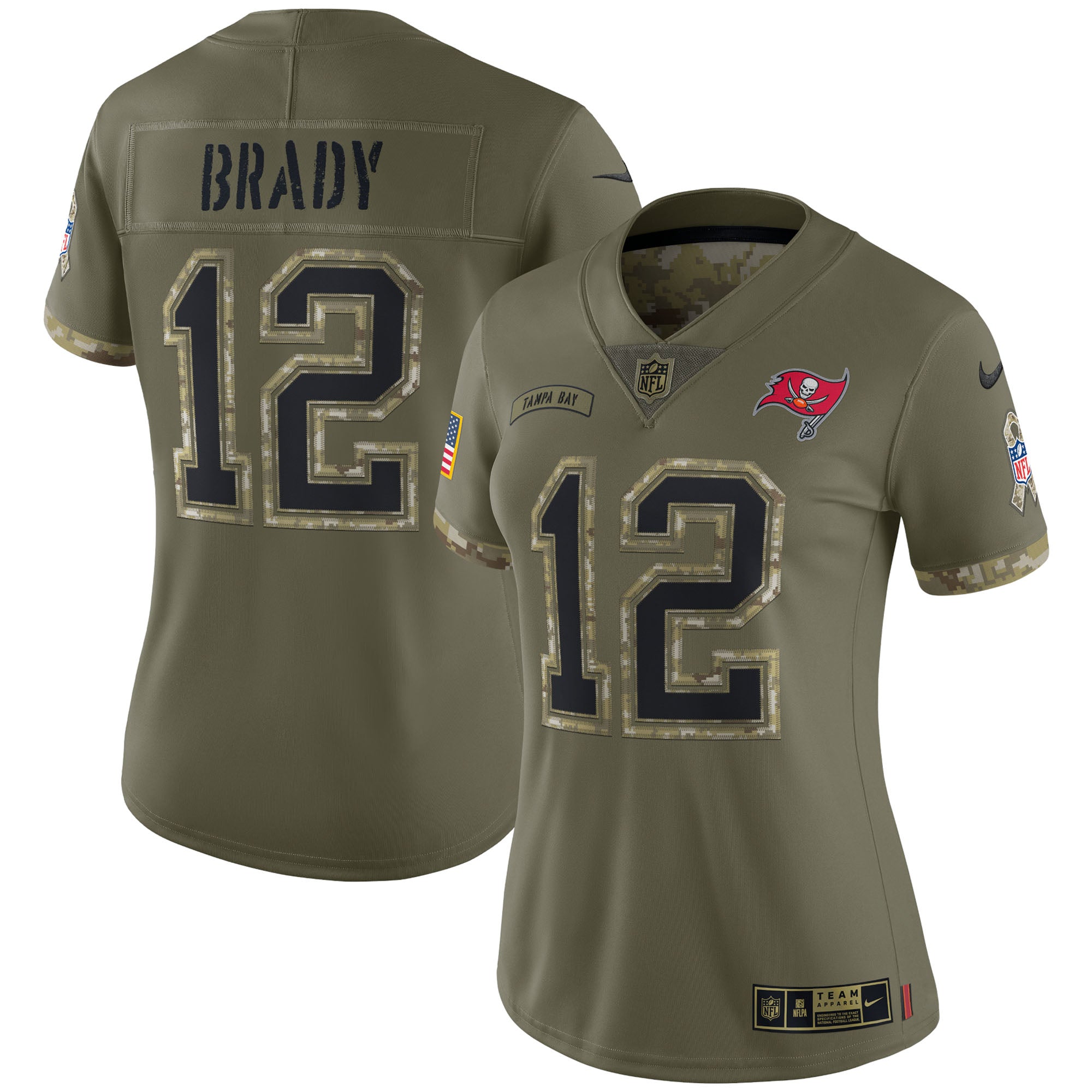 Tom Brady Tampa Bay Buccaneers Nike Women s 2022 Salute To Service Limited Jersey   Olive