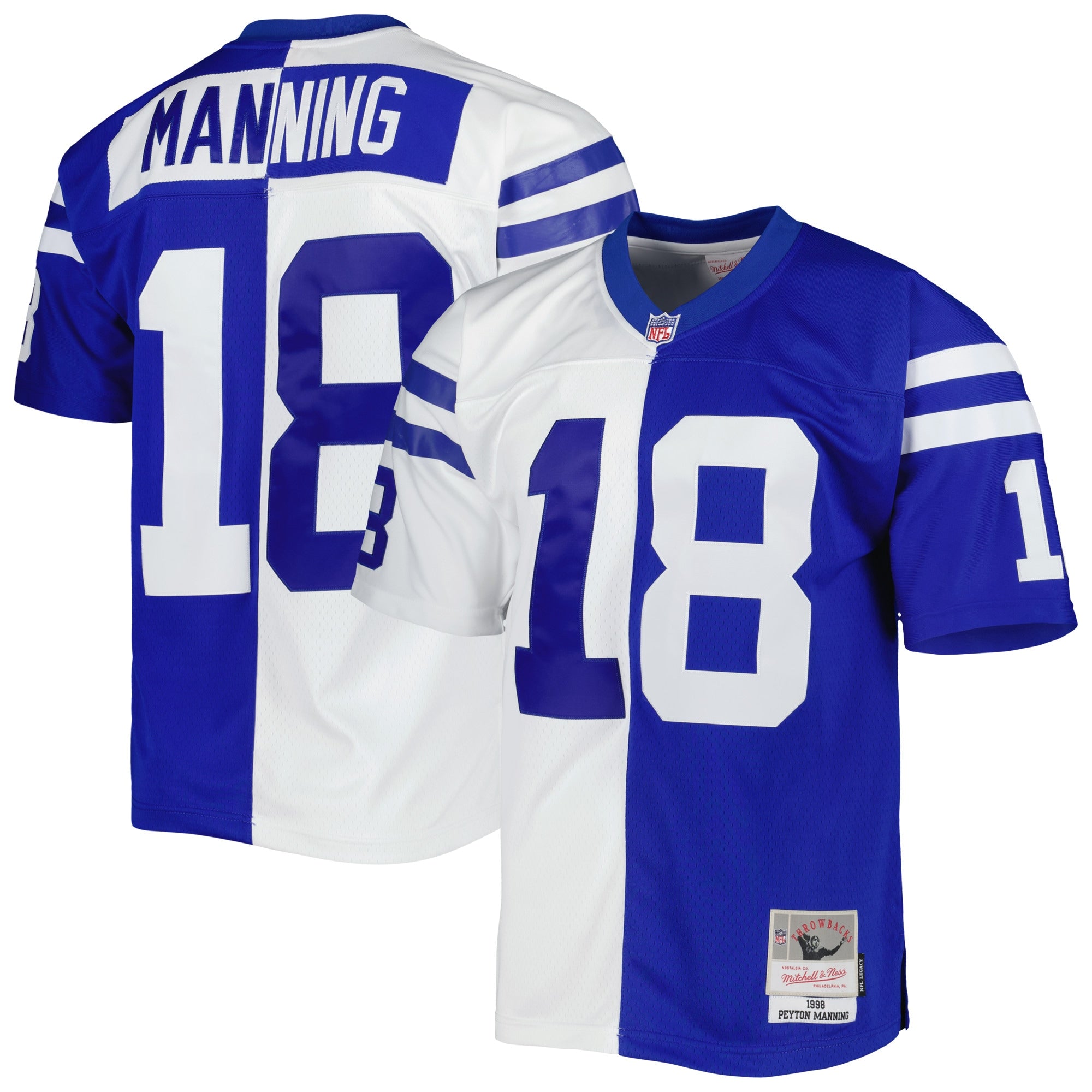 Peyton Manning Indianapolis Colts Mitchell   Ness 1998 Split Legacy Replica Jersey   Royal/White