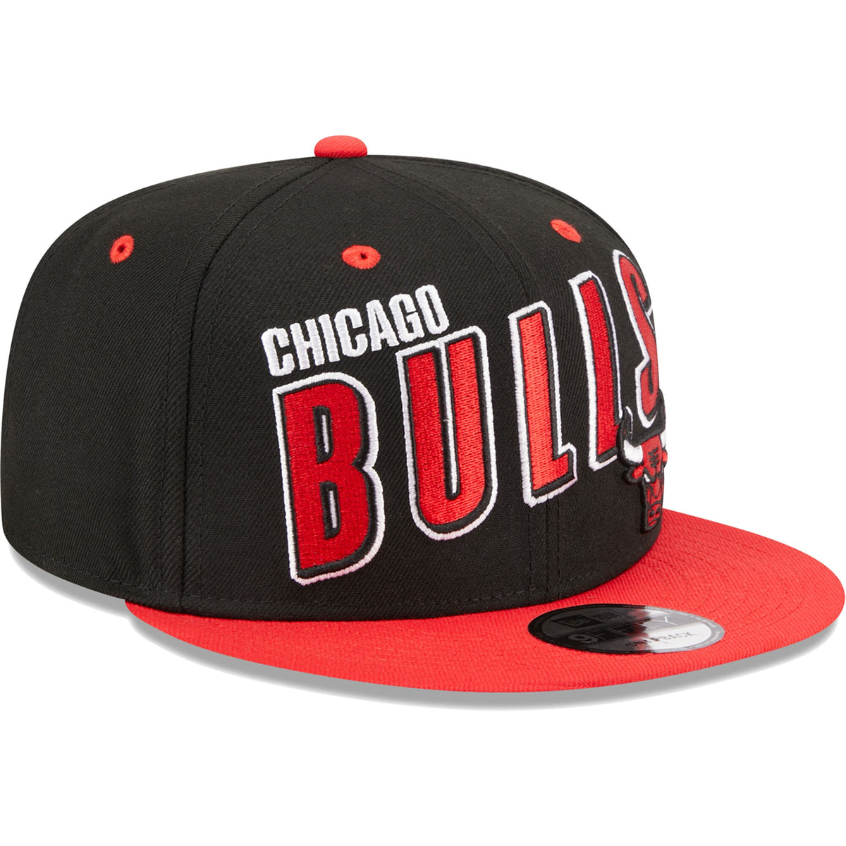 Chicago Bulls New Era Stacked Slant 2-Tone 9FIFTY Snapback Hat - Black/Red