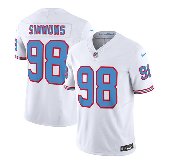Men s Tennessee Titans Jeffery Simmons White 2023 F.U.S.E. Vapor Limited Throwback Stitched Jersey