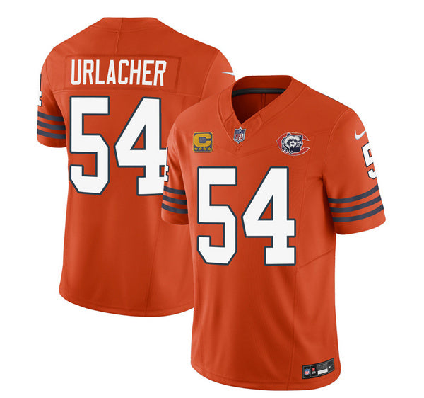 Men s Chicago Bears  Brian Urlacher Orange 2023 With 4-star C PatchThrowback Limited Stitched Game Jerseys