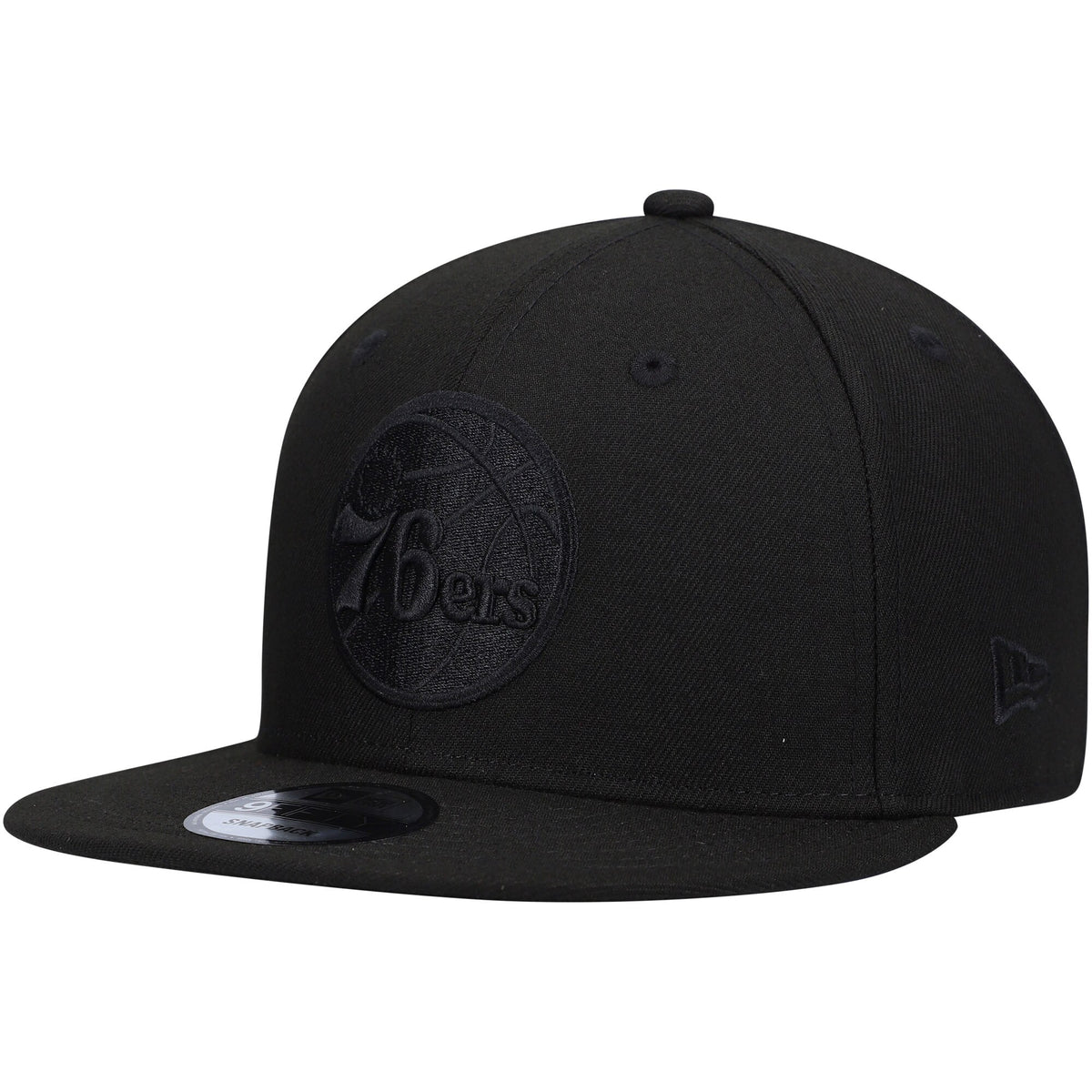Philadelphia 76ers New Era Black On Black 9FIFTY Snapback Hat