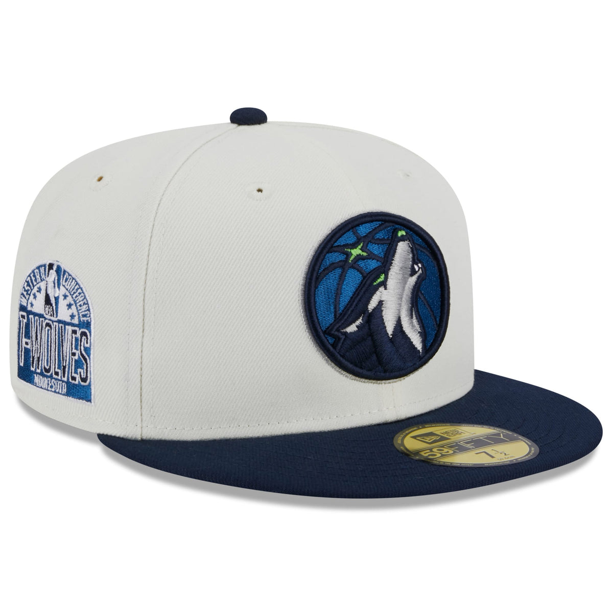 Minnesota Timberwolves New Era Retro City Conference Side Patch 59FIFTY Fitted Hat - Cream/Navy