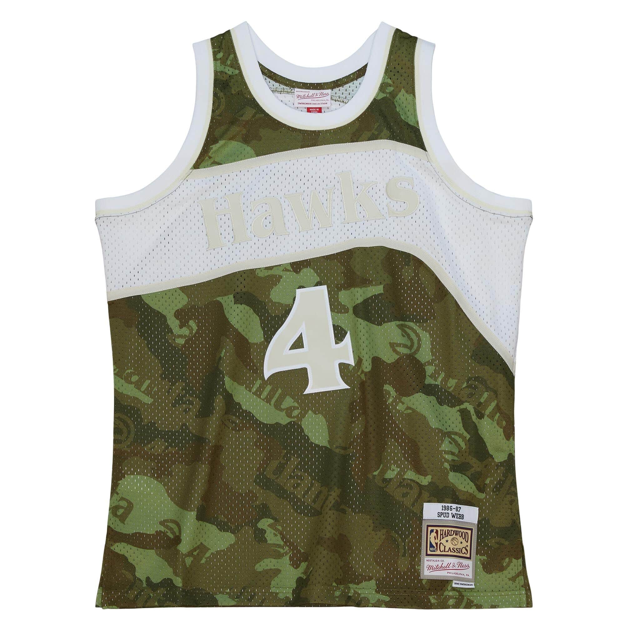 Ghost Green Camo Swingman Spud Webb Atlanta Hawks, NBA Jerseys 1986-87 Jersey