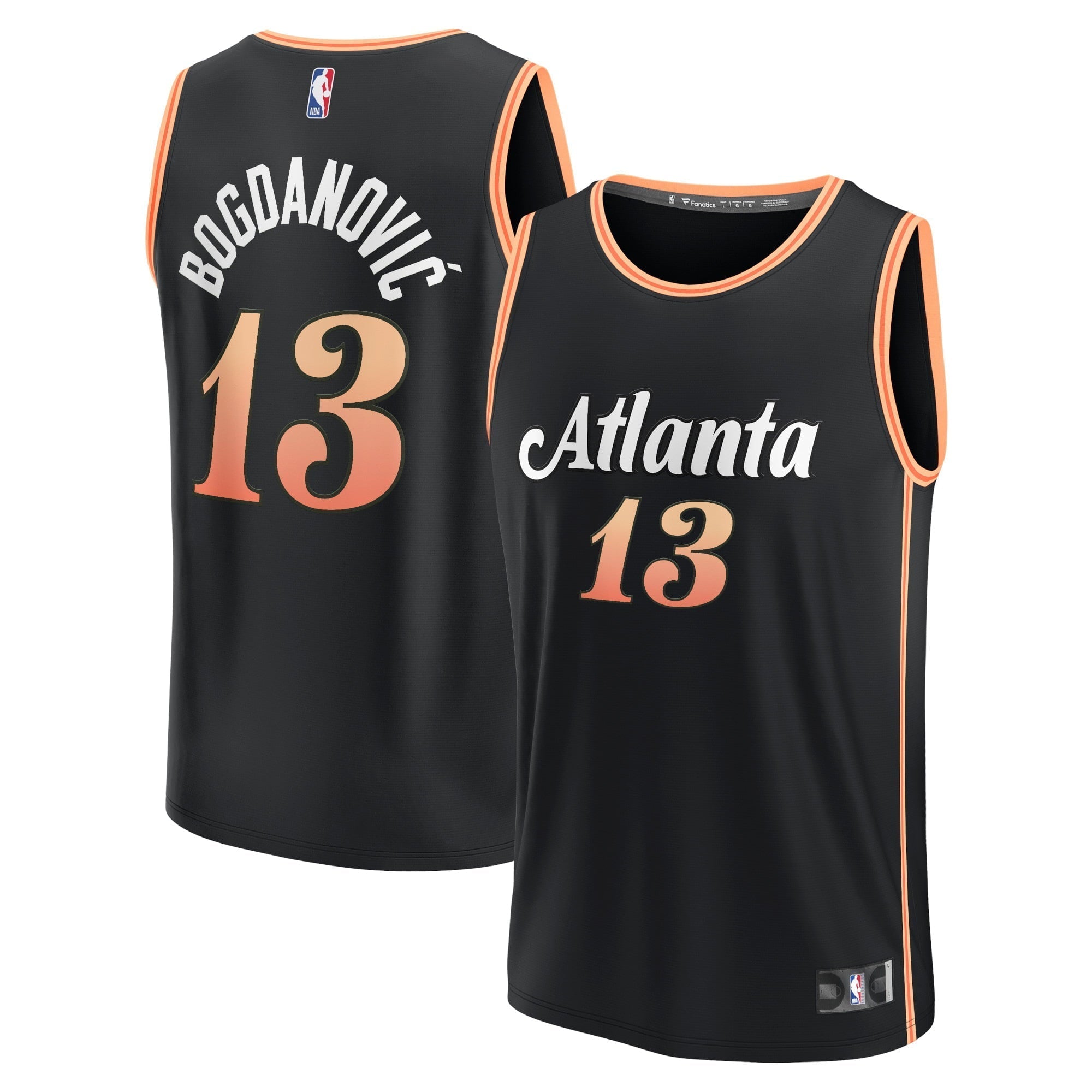 Men's Fanatics Branded Bogdan Bogdanovic Black Atlanta Hawks, NBA Jerseys 2022/23 Fastbreak Jersey - City Edition