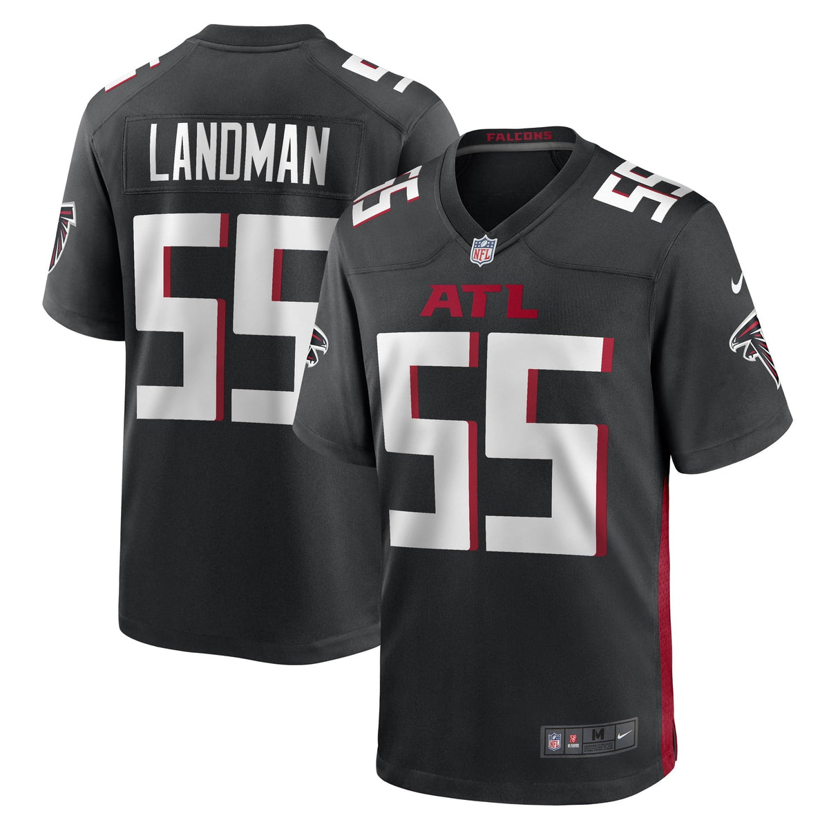 Men s Nike Black Nate Landman Atlanta Falcons Game Player Jersey