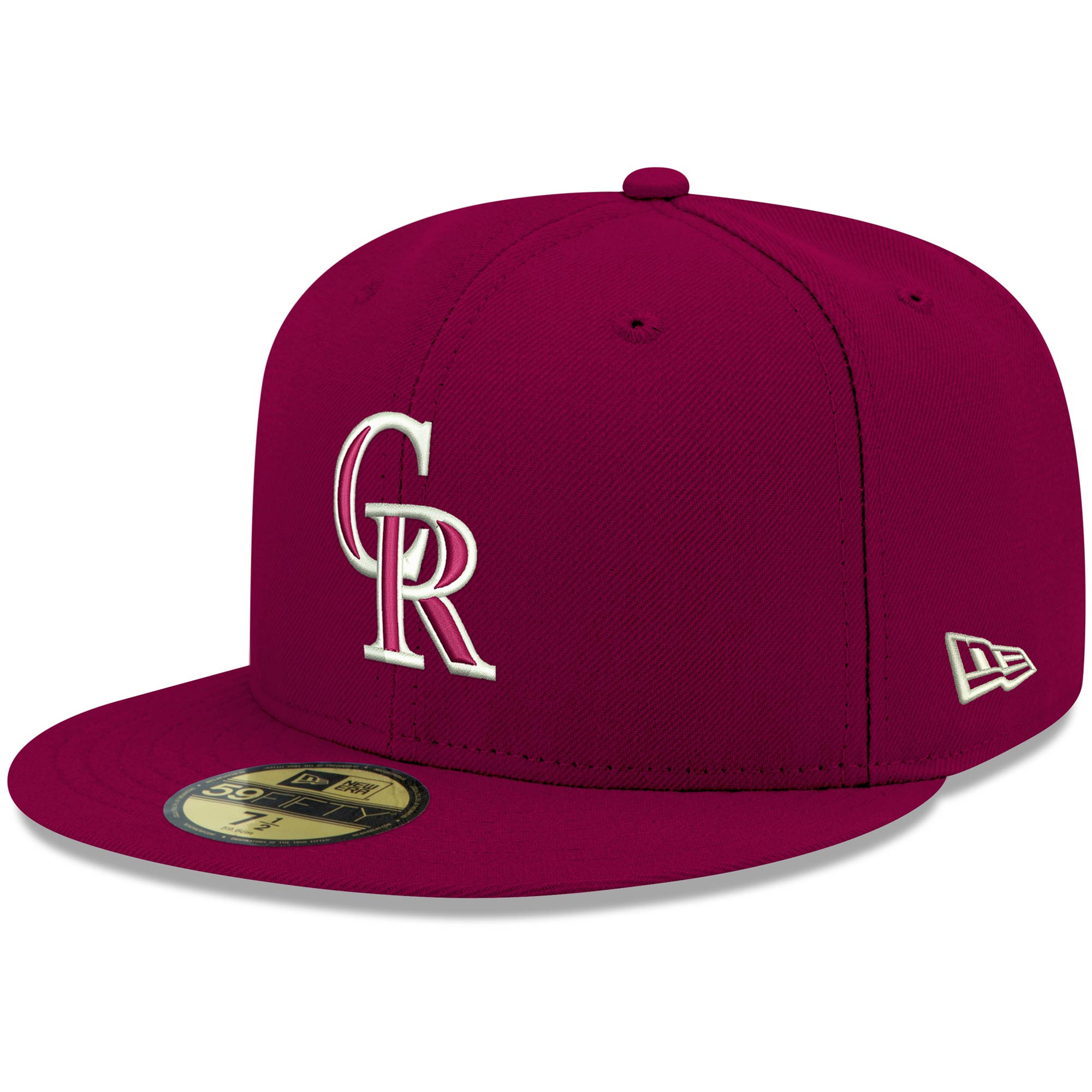Colorado Rockies New Era White Logo 59FIFTY Fitted Hat - Cardinal