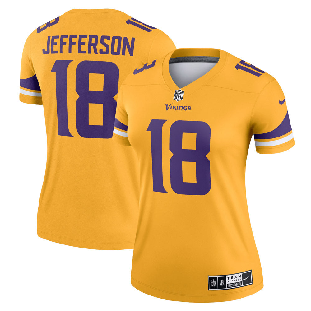 Women s Minnesota Vikings Justin Jefferson Inverted Legend Jersey Gold
