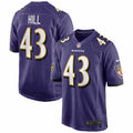 Men s Nike Justice Hill Purple Baltimore Ravens Game Jersey