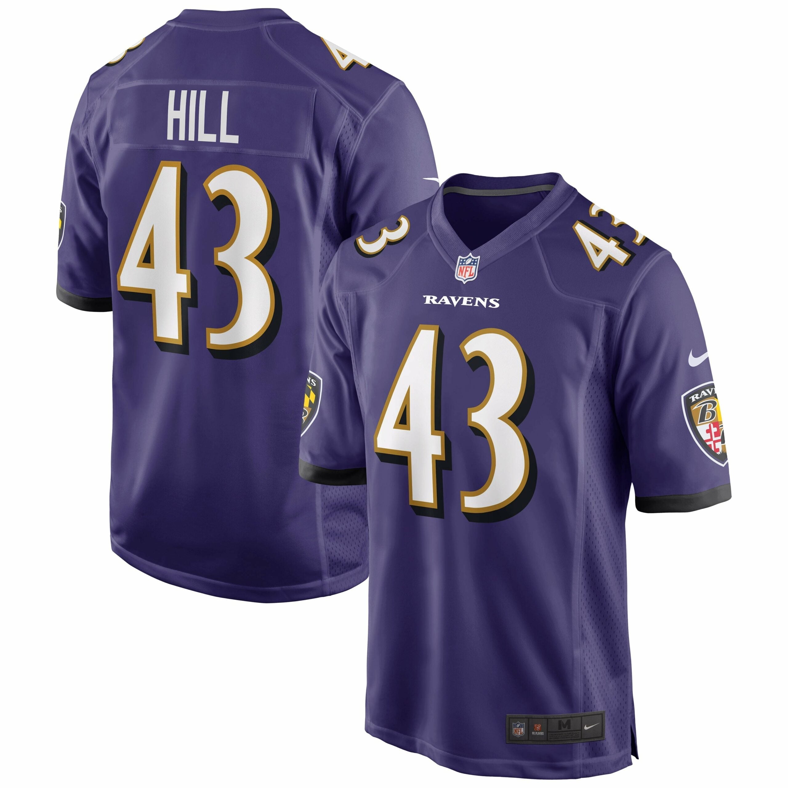 Men s Nike Justice Hill Purple Baltimore Ravens Game Jersey