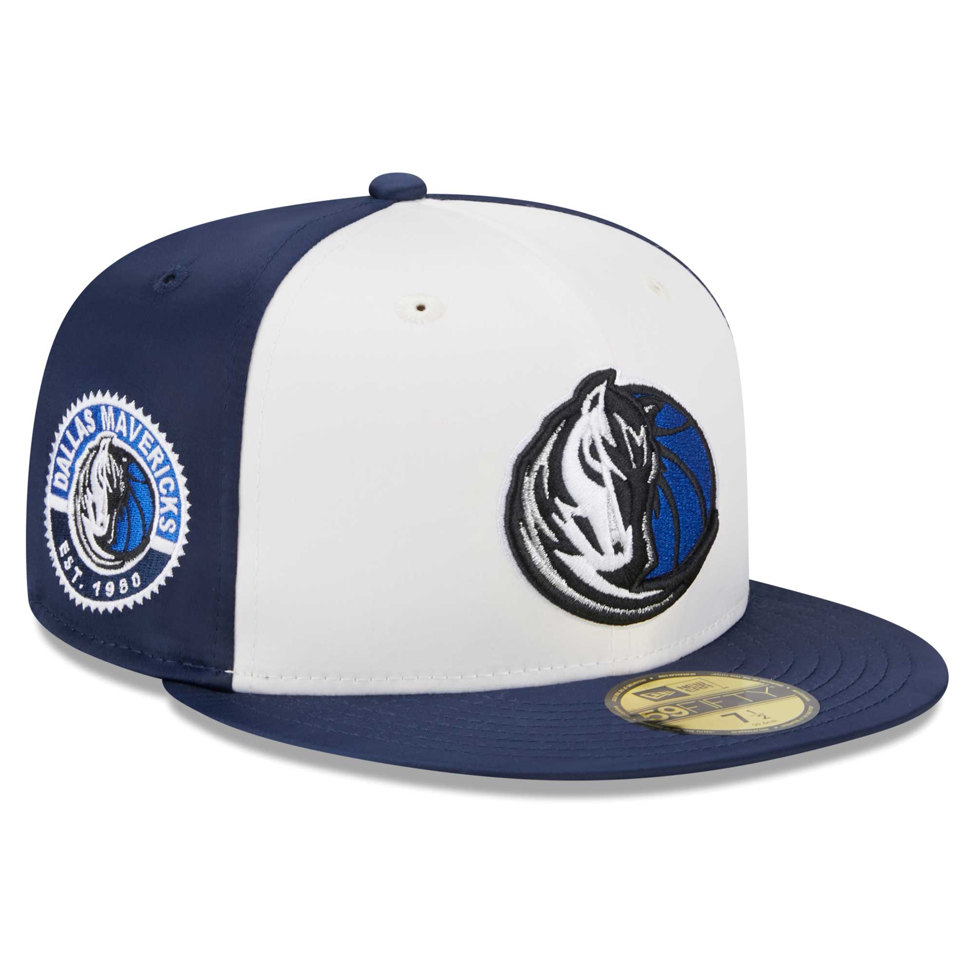 Dallas Mavericks New Era Throwback Satin 59FIFTY Fitted Hat - White