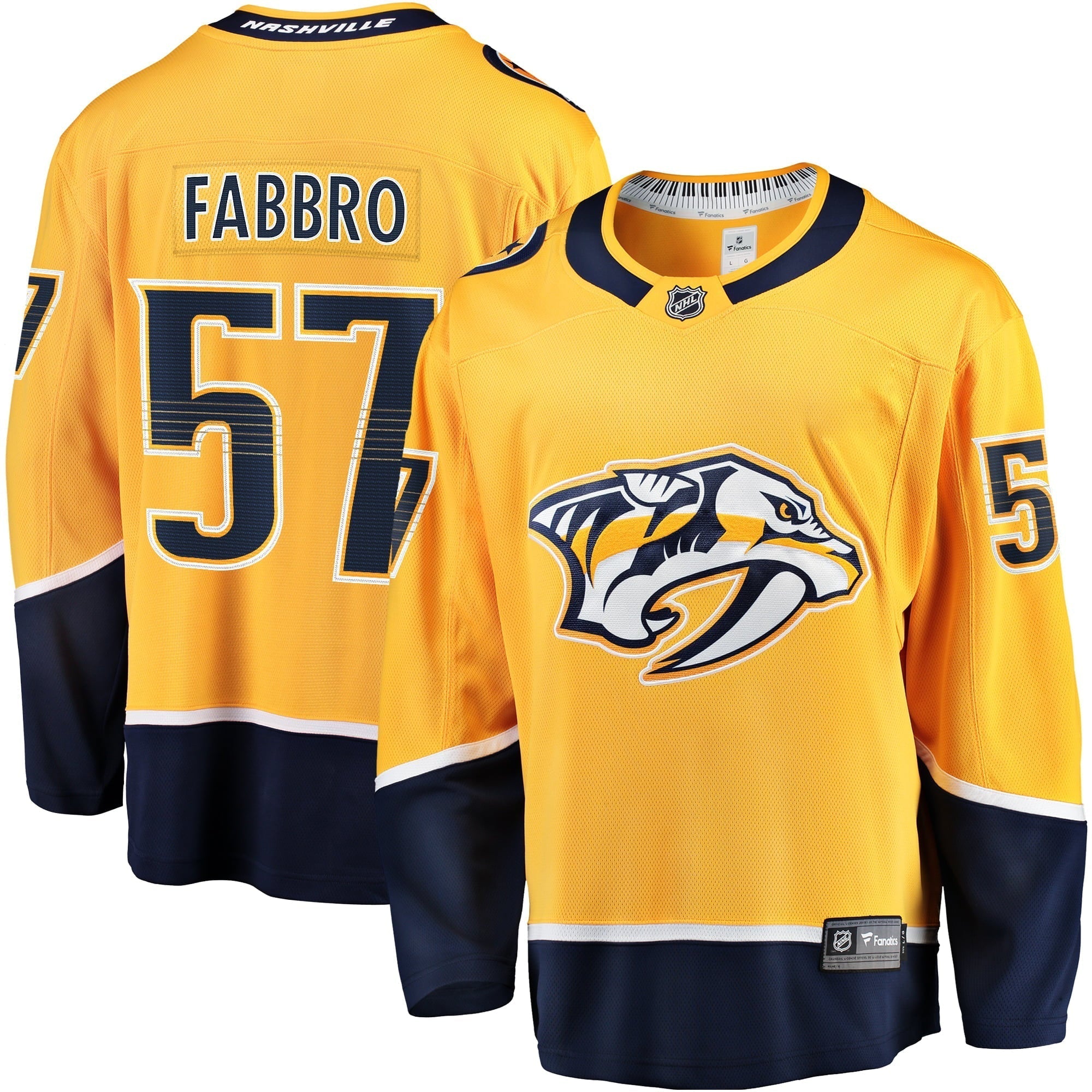 Men's Fanatics Branded Dante Fabbro Gold Nashville Predators Replica Player Jersey