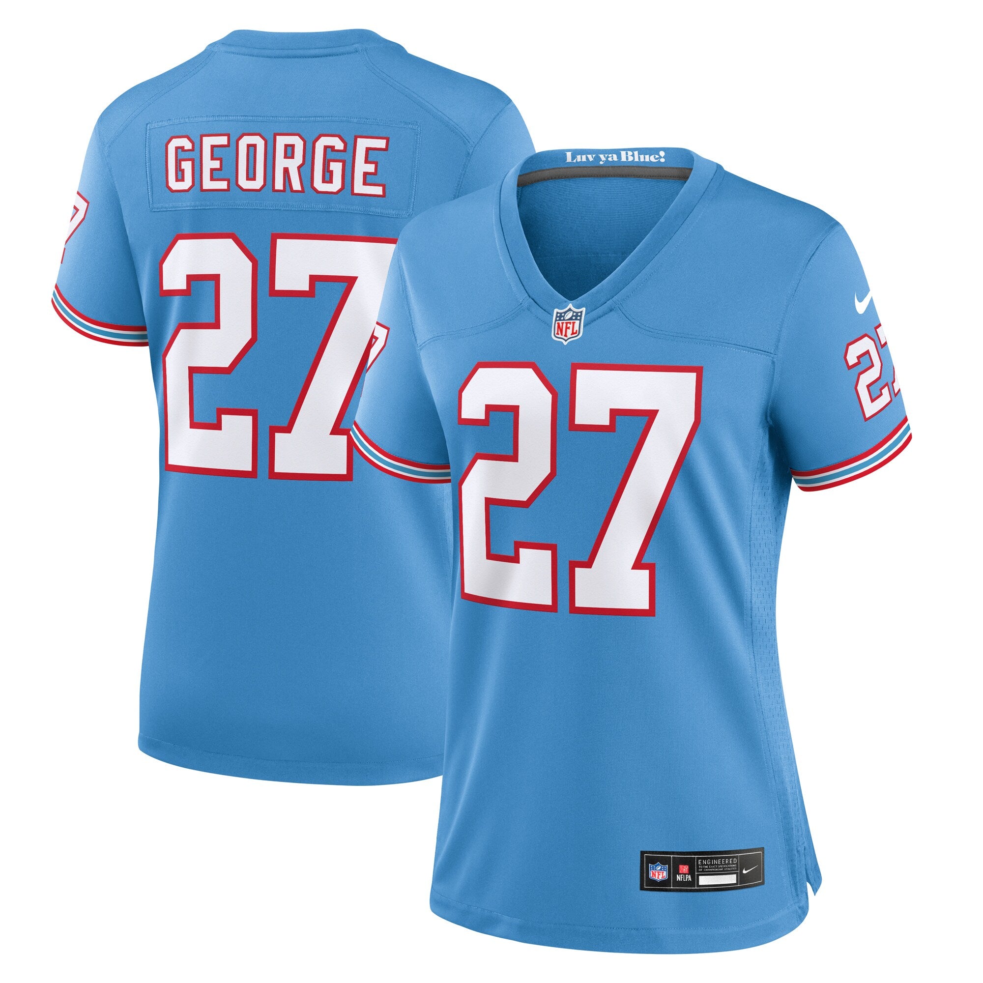 Eddie George Tennessee Titans Nike Women s Oilers Throwback Retired Player Game Jersey   Light Blue