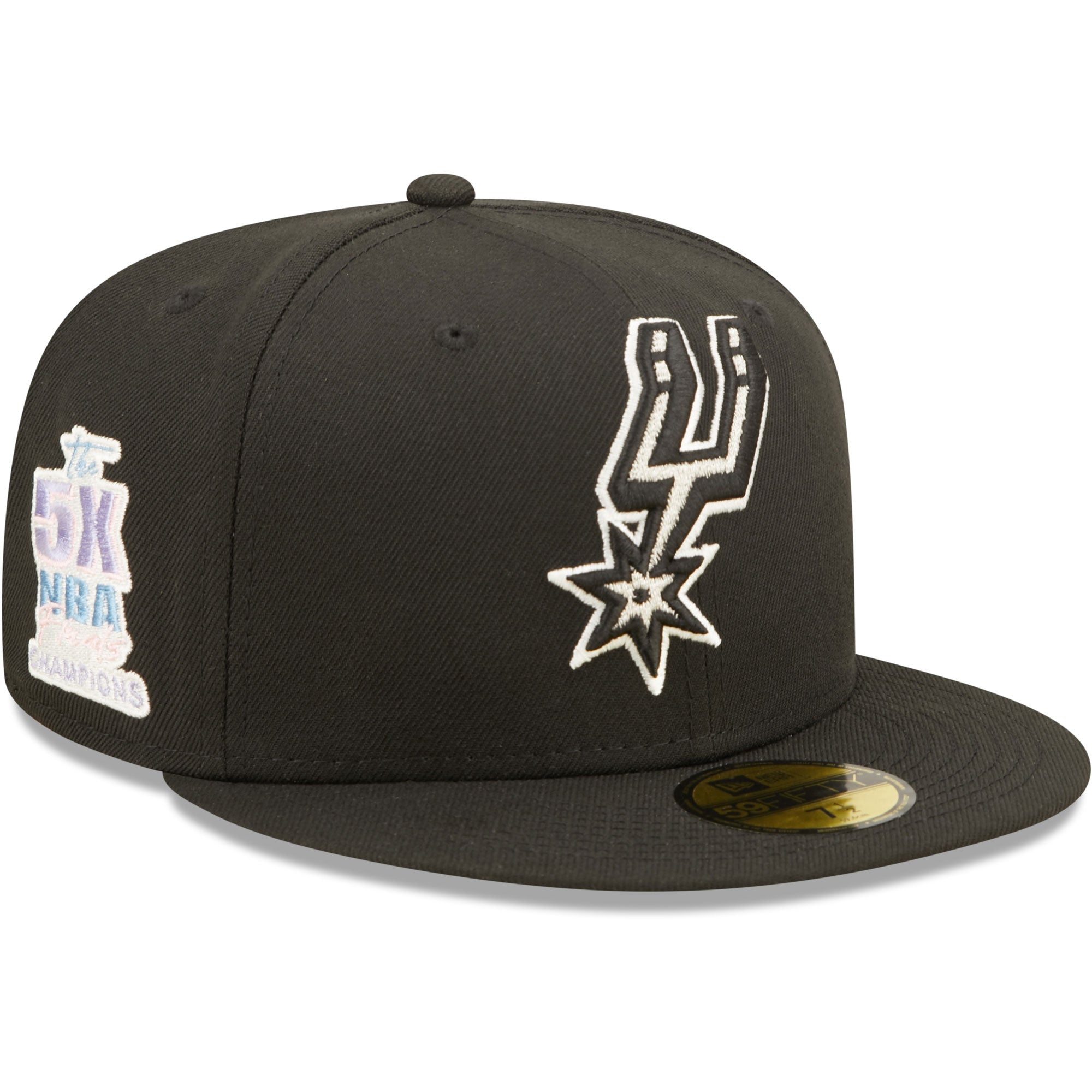 San Antonio Spurs New Era 5x NBA Finals Champions Pop Sweat 59FIFTY Fitted Hat - Black