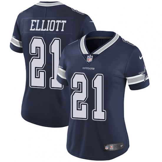 Women s Dallas Cowboys Ezekiel Elliott Limited Player Jersey Navy Blue