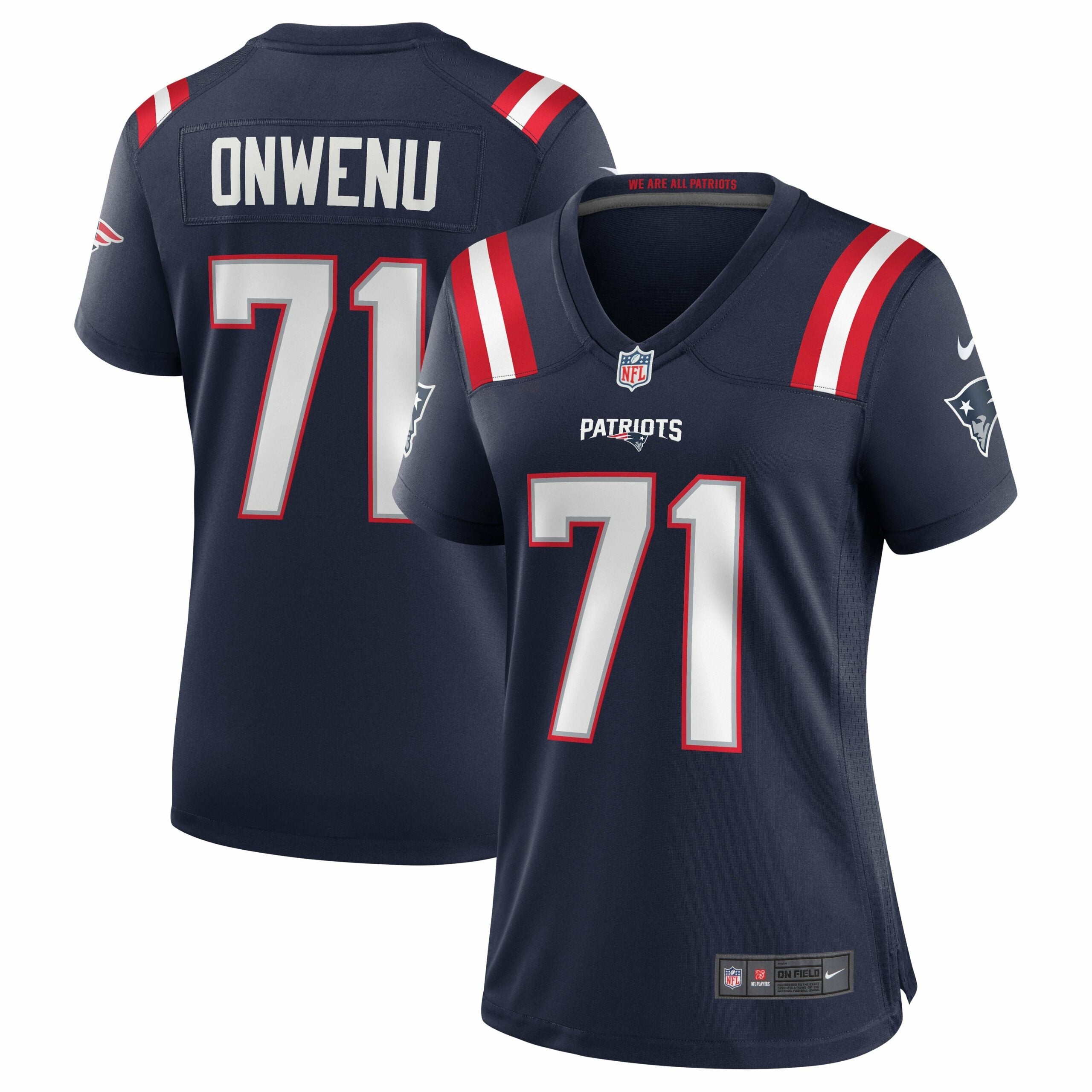 Women s Nike Mike Onwenu Navy New England Patriots Team Game Jersey